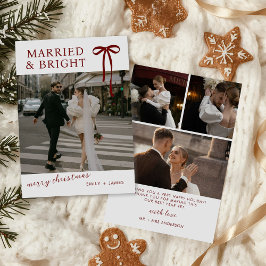 Bow Married and Bright Christmas Holiday Card Feiertagskarte