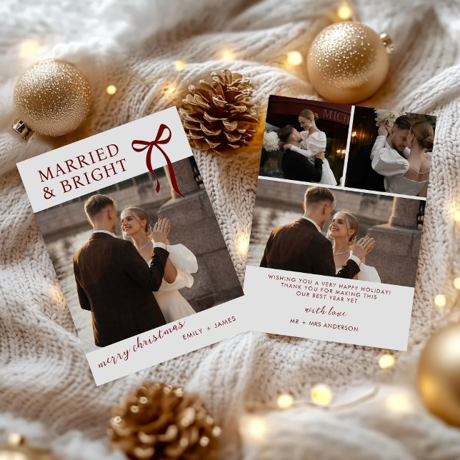 Bow Married and Bright Weihnachtskarte Feiertagskarte (Von Creator hochgeladen)