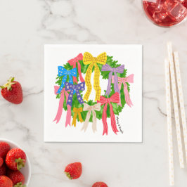 Bow Merry And Bright Weihnachten  Serviette