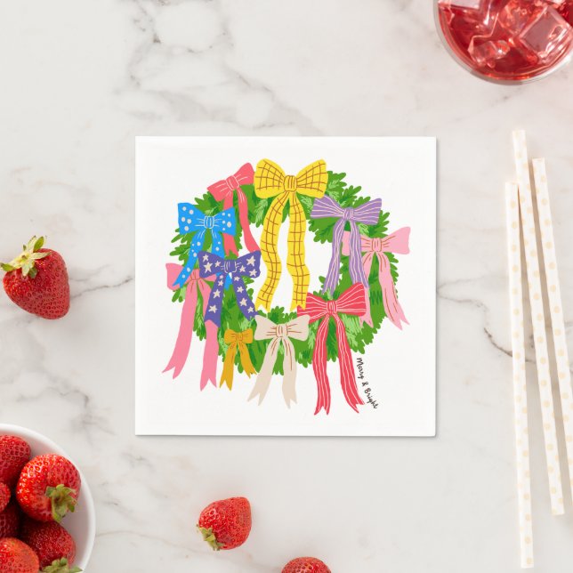 Bow Merry And Bright Weihnachten  Serviette (Beispiel)