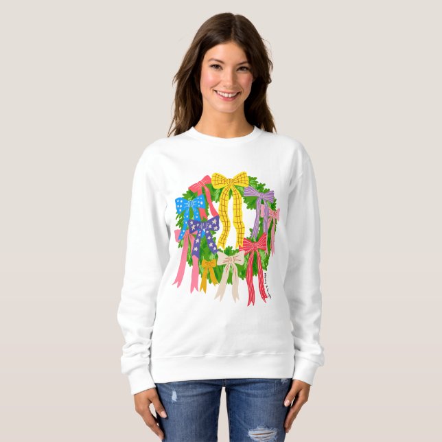 Bow Merry And Bright Weihnachten  Sweatshirt (Vorne ganz)