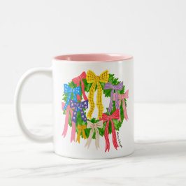 Bow Merry And Bright Weihnachten  Zweifarbige Tasse