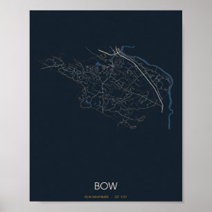 Bow New Hampshire Straßenkarte Poster (Nacht)