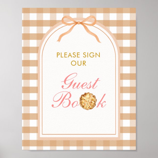 Bow Our Little Süsse Pie Guest Book Gingham Fall Poster (Vorne)