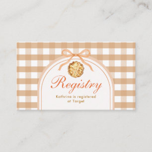 Bow Our Little Süsse Pie Registry Card Gingham Begleitkarte