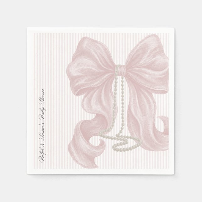 Bow Pearl Mädchen Baby Shower  Serviette (Vorderseite)
