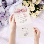 Bow pink beige Creme Sweet 16 uAwg All In One Einladung<br><div class="desc">Beige,  cremefarbene Untergründe,  mit einem großen rosa Bogen verziert. Personalisieren und hinzufügen von Namen,  Party-Details,  UAWG,  Rücksendeadresse und Namen.</div>