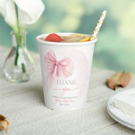 Bow Pink Coquette Babyparty Pappbecher