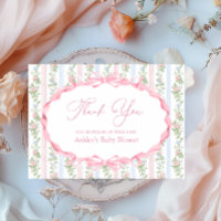 Bow Pink Floral Baby Dusche Vielen Dank
