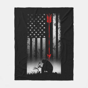 Bow Reh Jagd amerikanische Flagge Geschenk für Bow Fleecedecke
