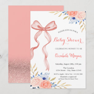 Bow-Ribbon Blumen Bokeh Baby Shower Einladung