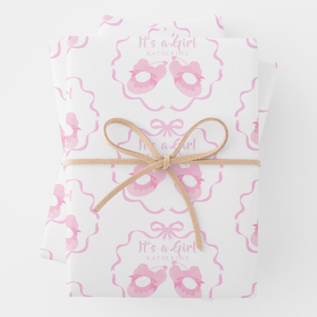 Bow Ribbon ist ein Mädchen weiß Geschenkpapier Set (Beispiel)