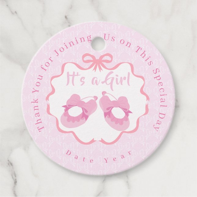 Bow Ribbon its a Girl Geschenkanhänger (Vorderseite)