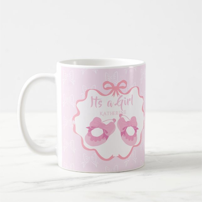 Bow Ribbon its a Girl Kaffeetasse (Links)