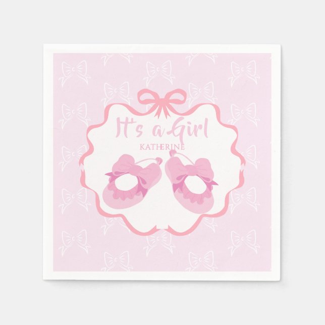 Bow Ribbon its a Girl Serviette (Vorderseite)