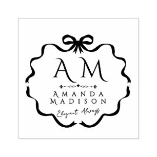 Bow Ribbon Monogram Kautschuk-Briefmarke Gummistempel