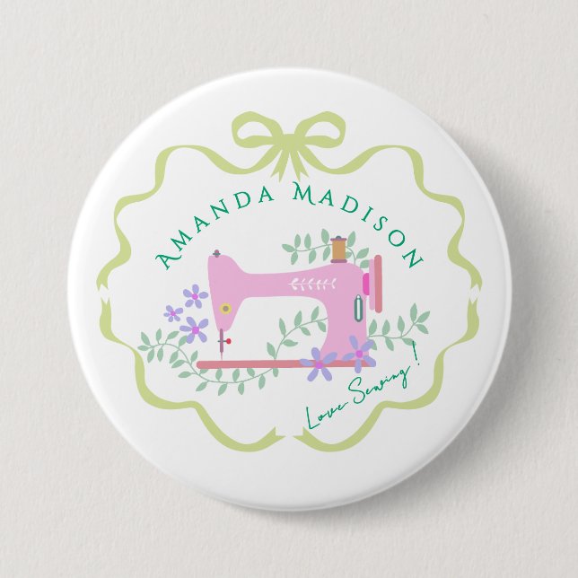 Bow Ribbon Nähen grün weiß Button (Vorderseite)