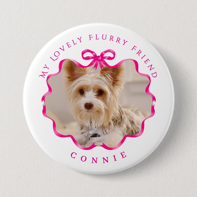 Bow Ribbon Pet Foto Red Button (Vorderseite)