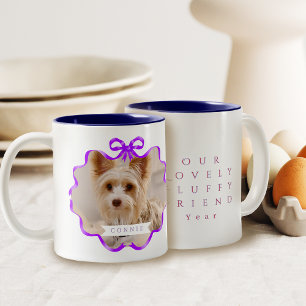 Bow Ribbon Pet Memory Foto Lila Zweifarbige Tasse