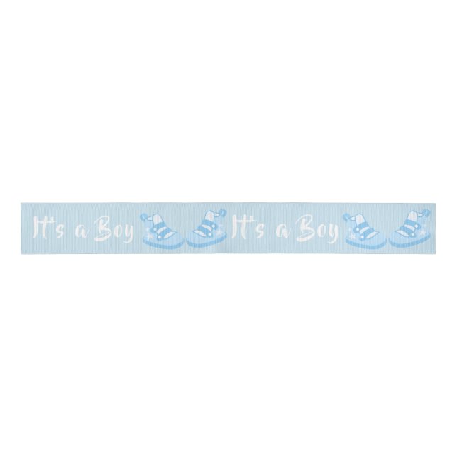 Bow Ribbon seine a Boy Baby Schuhe Blue Ribbon Ripsband (Vorderseite)