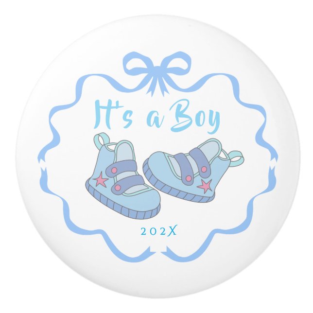 Bow Ribbon seine a Boy Blue Keramikknauf (Vorderseite)