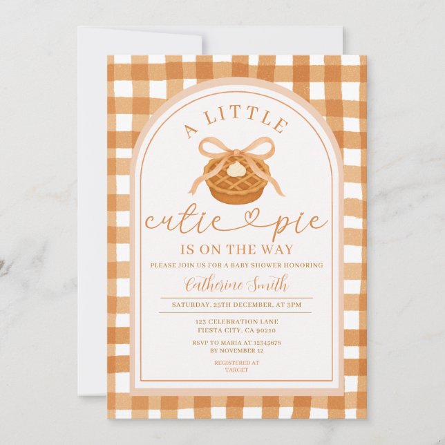 Bow Ribbon Süsse Pie ist auf dem Weg Babydusche Einladung (Vorderseite)