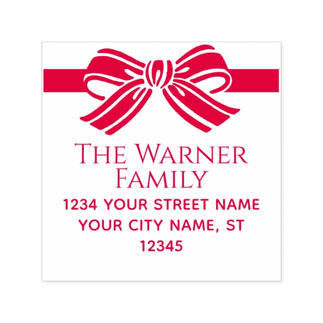 Bow Ribbon Weihnachtsname Rücksendeadresse #2 Permastempel (Design)