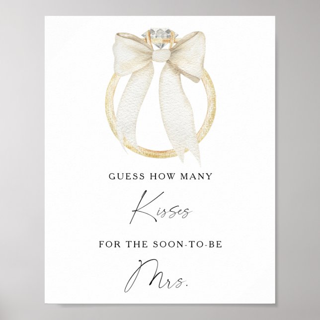 Bow & ring bridal shower How many kisses Poster (Vorne)