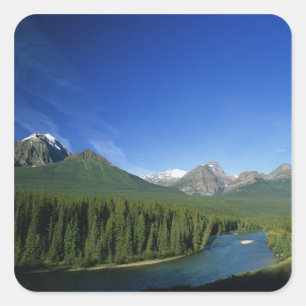 Bow River near Banff National Park in Alberta Quadratischer Aufkleber