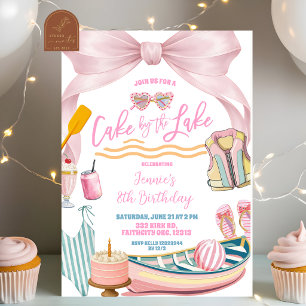 Bow Rosa Pastell Mädchen Torte am See Geburtstag Einladung