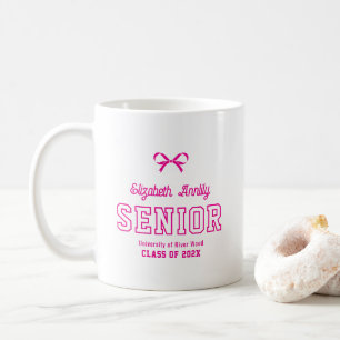 Bow Senior Custom Jahr Schrift Graduate College Kaffeetasse