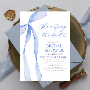 Bow She's The Knot Blue Bridal Shower Einladung