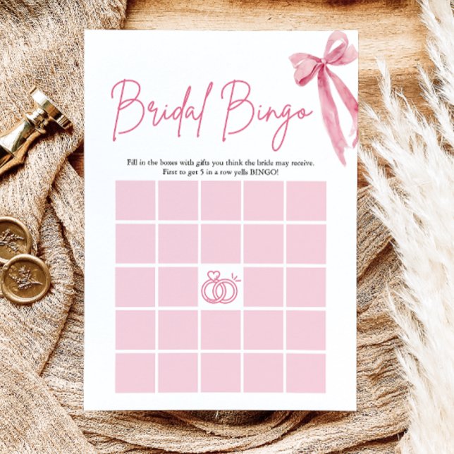Bow She's The Knot Brautparty Bingo Game Einladung (Von Creator hochgeladen)