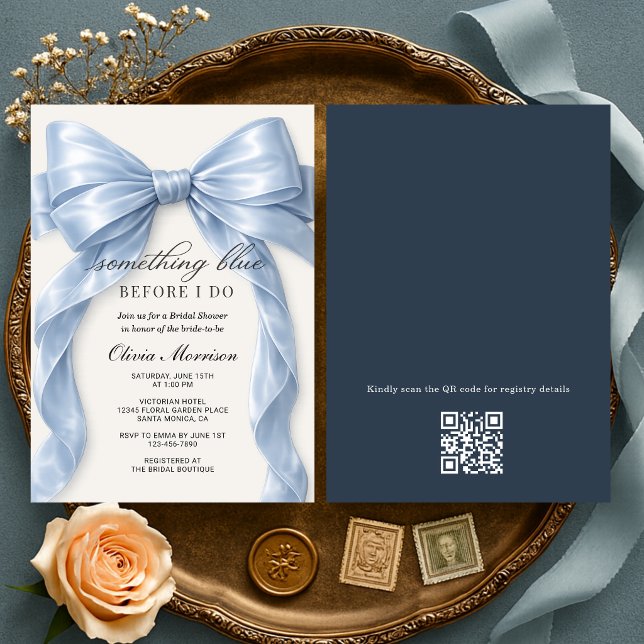 Bow Something Blue Before I Do QR Code Bridal Einladung (Von Creator hochgeladen)