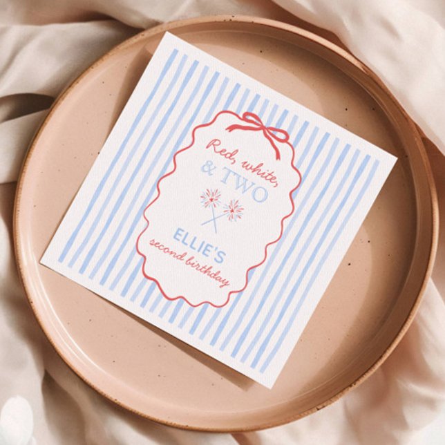 Bow Striped 4. Juli Geburtstag Napkins Serviette (Von Creator hochgeladen)