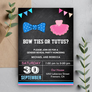 Bow Ties oder Tutus Geschlechtsenthüllungsfeier Einladung