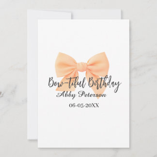 Bow-tiful birthday orange bow name date simple pas einladung