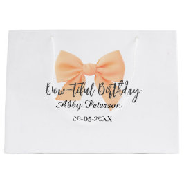 Bow-tiful birthday orange bow name date simple pas große geschenktüte