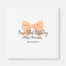 Bow-tiful birthday orange bow name date simple pas magnet