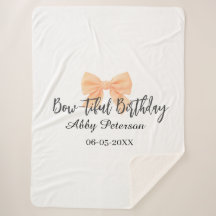 Bow-tiful Geburtstag orange Schleife Name Datum ei