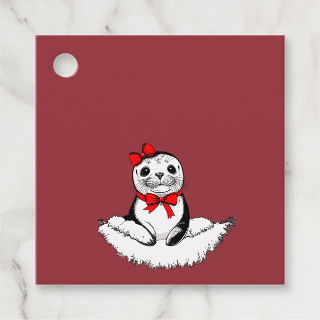 Bow-tiful Seal – Weihnachtsedition Geschenkanhänger (Vorderseite)
