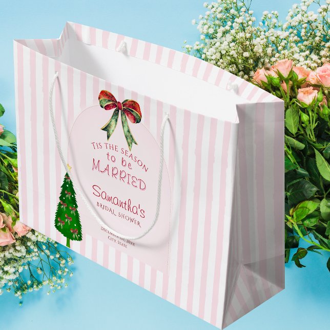 Bow Tis Die Jahreszeit Zum Heiraten Junggesellinne Große Geschenktüte (Bow Tis The Season To Be Married Christmas Festive Bridal Shower Wedding Rehearsal Dinner Gift Bag)