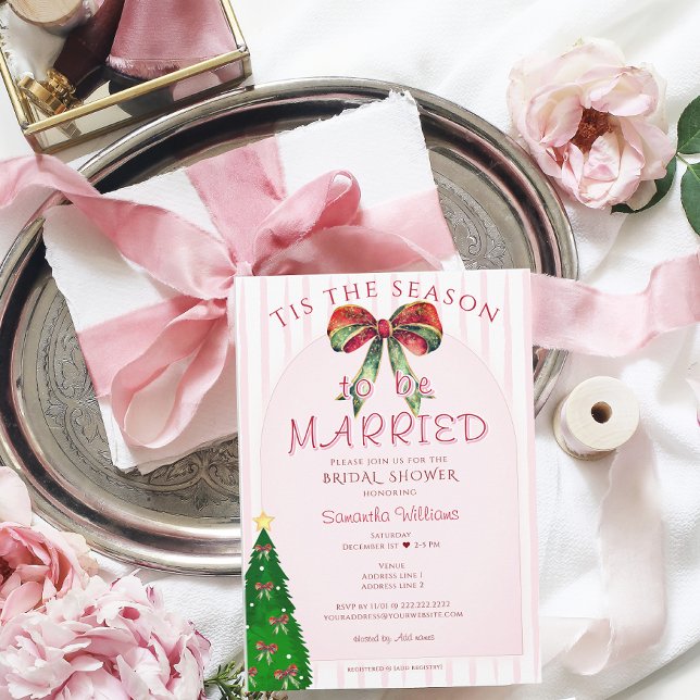Bow Tis The Season To Be Married Bridal Shower Einladung (Bow Tis The Season To Be Married Festive Bridal Shower Wedding Rehearsal Dinner Engagement Invite)