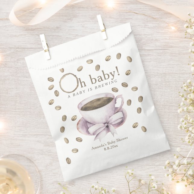 Bow und Coffee Brauen Babydusche Geschenktütchen (Ausgeschnitten)