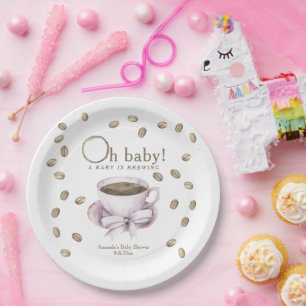 Bow und Coffee Brauen Babydusche Pappteller