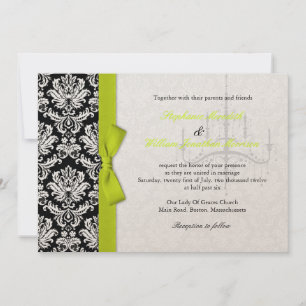 Bow und Kronleuchter Damask Einladung zur Hochzeit