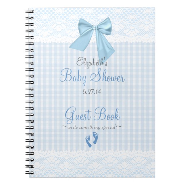 Bow und Lace Image Blue Baby Shooter Gästebuch- Notizblock (Vorderseite)