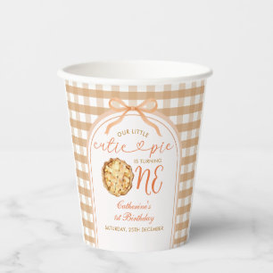 Bow Unsere kleine Süsse Pie Fall Gingham 1. Geburt Pappbecher