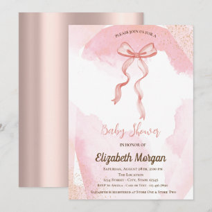 Bow Wasserfarbe Paint Splash Roségold  Babyparty Einladung