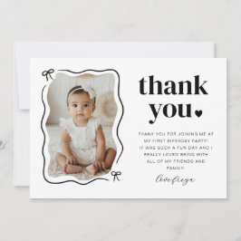 Bow Wavy Border Foto Geburtstag Dankeskarte